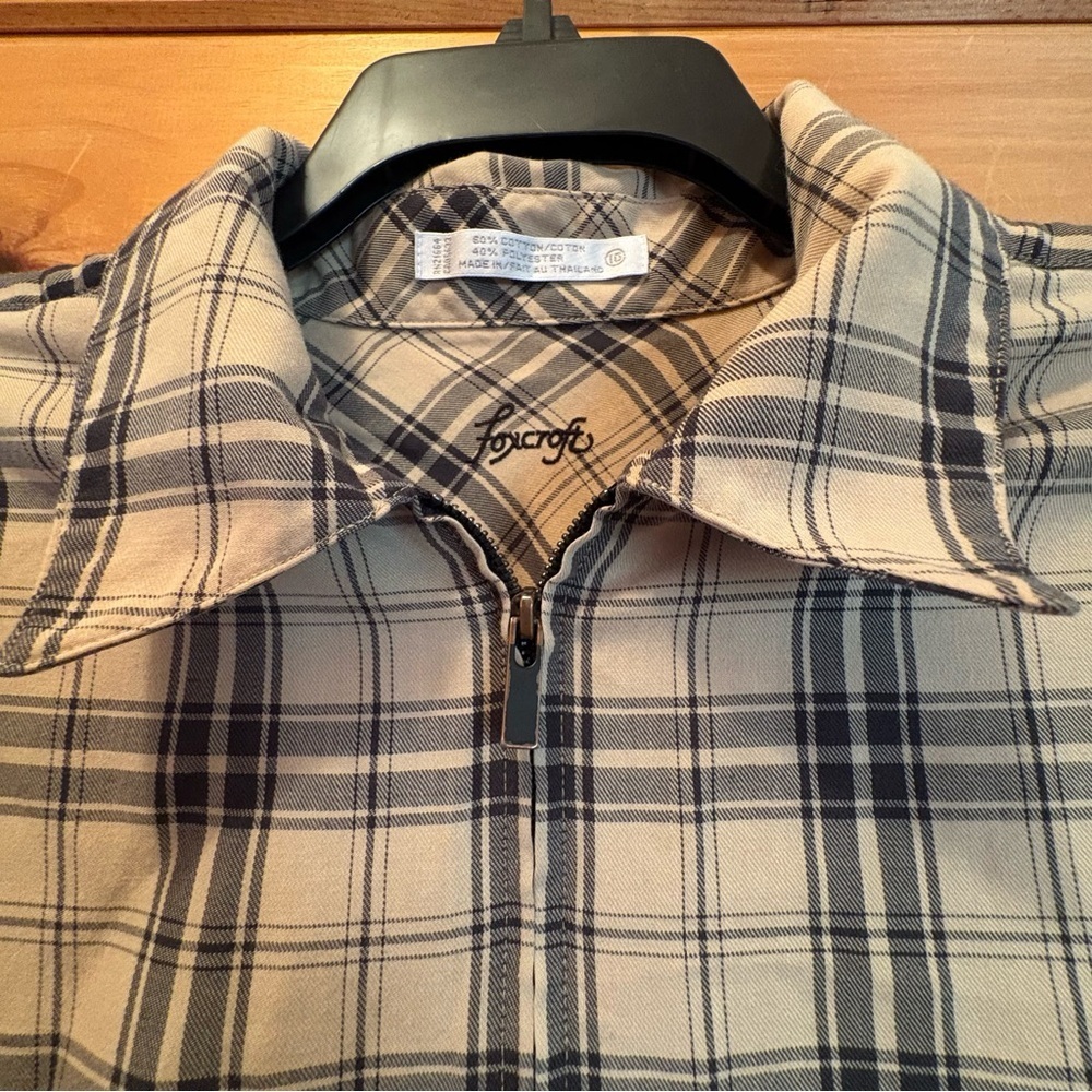 Foxcroft Plaid Zip-Up Shirt - Size 10 cotton blend. - Picture 8 of 10
